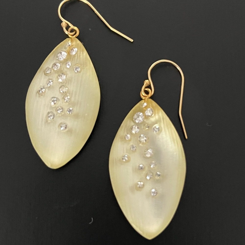 Alexis Bittar Lucite Crystal Dust Leaf Earrings